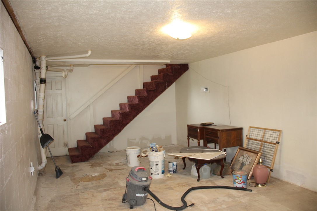 402 Canaan Road Marshall, AR 72650 - Photo 32 of 37 Lower level space featuring a carpeted staircase, light fixture, and painted walls