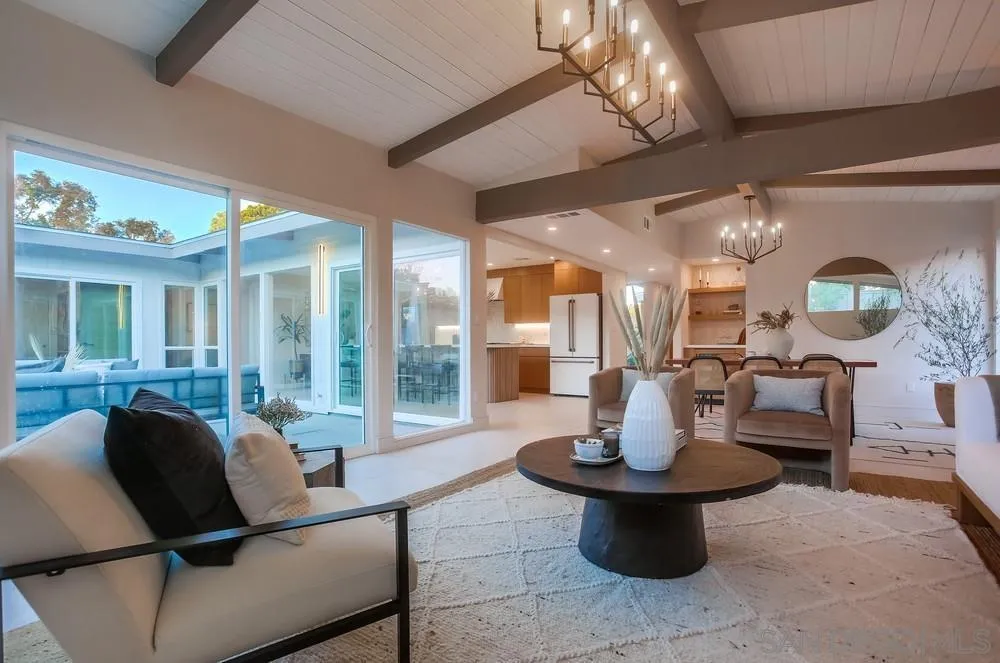 5878 Soledad Road La Jolla, CA 92037 - Photo 22 of 74 a living room with patio furniture and a large window