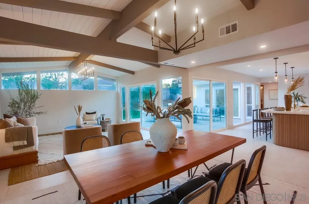 5878 Soledad Road La Jolla, CA 92037 - Photo 24 of 74 a view of a dining room with furniture window and wooden floor