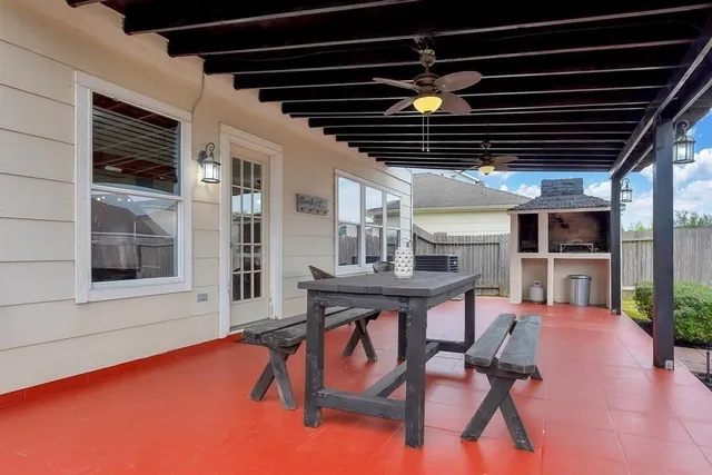 a view of an outdoor space with seating area