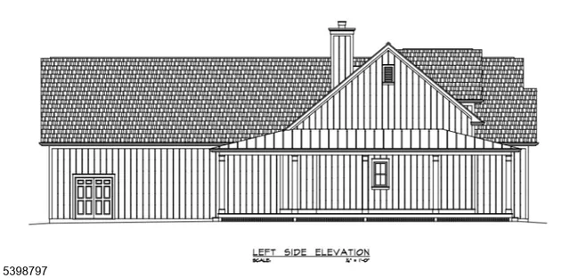 a view of a black white building