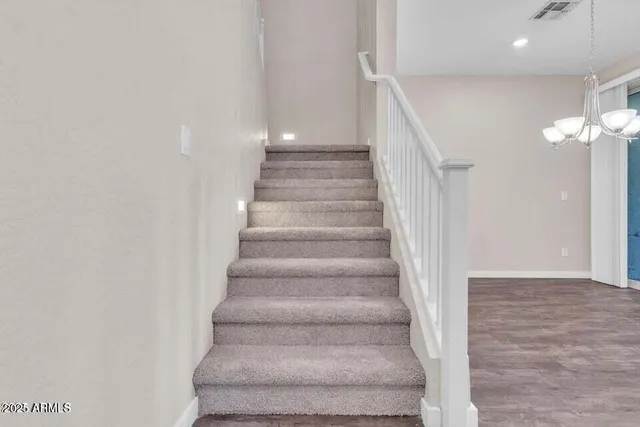 a view of a livingroom with a chandelier