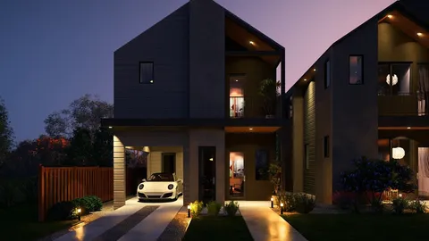 a view of living room kitchen with furniture and potted plants