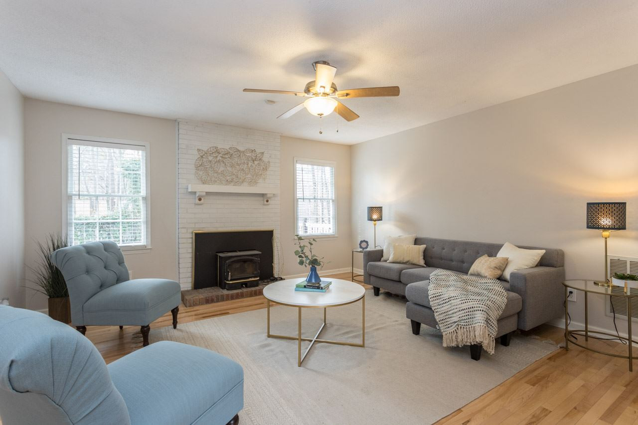 7704 Nugget Lane Raleigh, NC 27615 - Photo 2 of 18 Large family room includes an oft-enjoyed wood-burning stove insert,