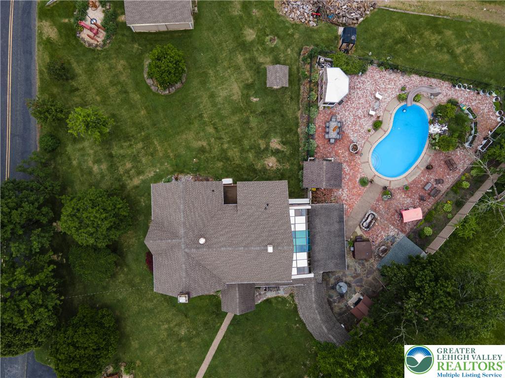 2485 Hieter Road Quakertown, PA 18951 - Photo 90 of 97 An aerial perspective reveals a private pool oasis with ample brick paving and green space.