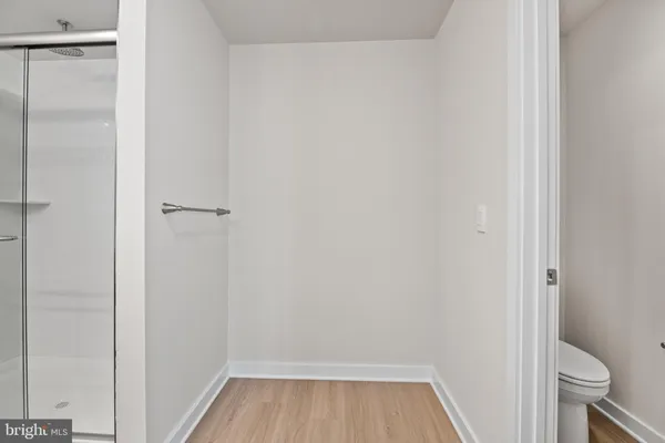 a view of bathroom with a hardwood floor