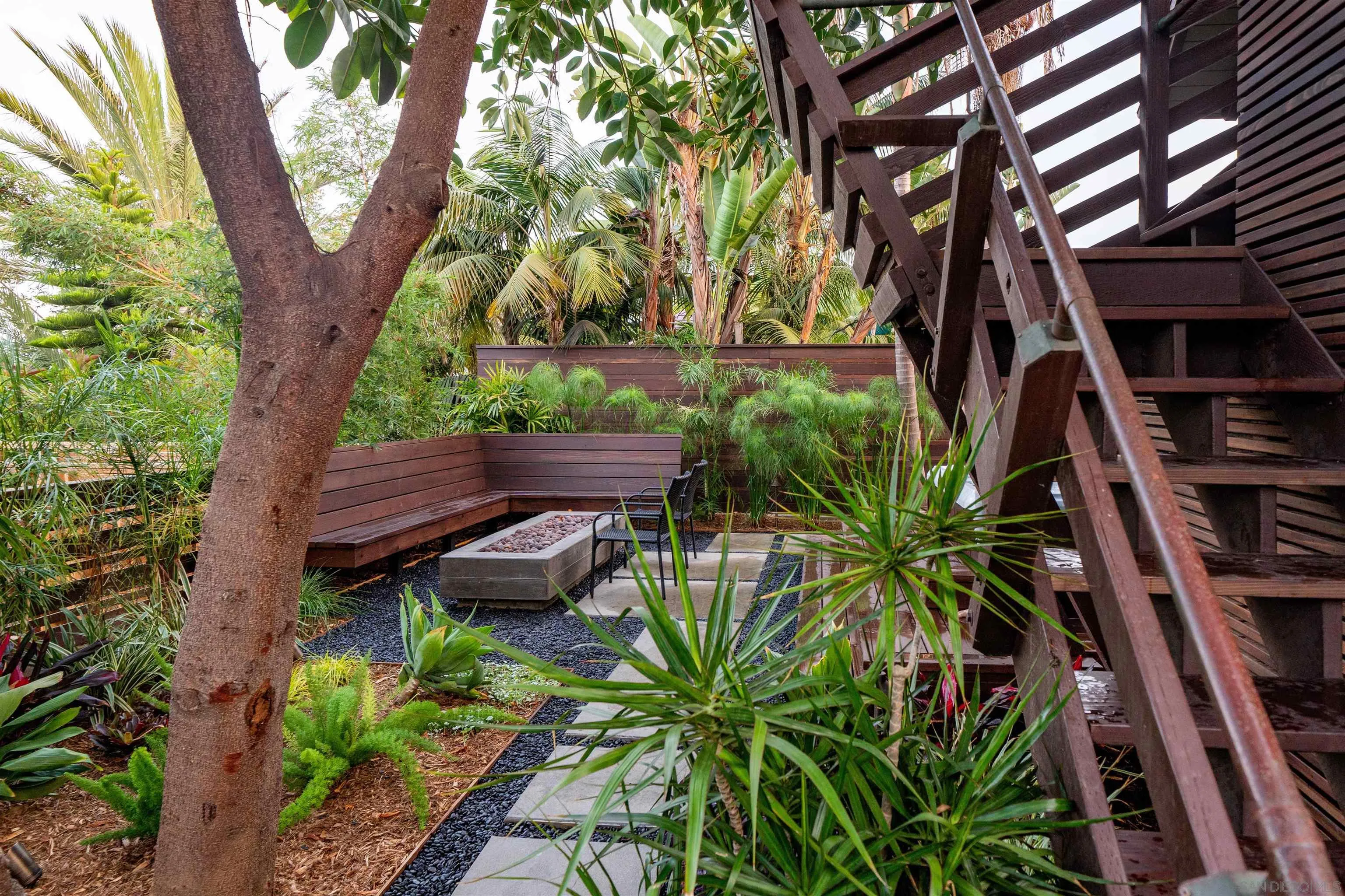 843 Neptune Avenue Encinitas, CA 92024 - Photo 28 of 49 a view of a backyard with plants and a large tree