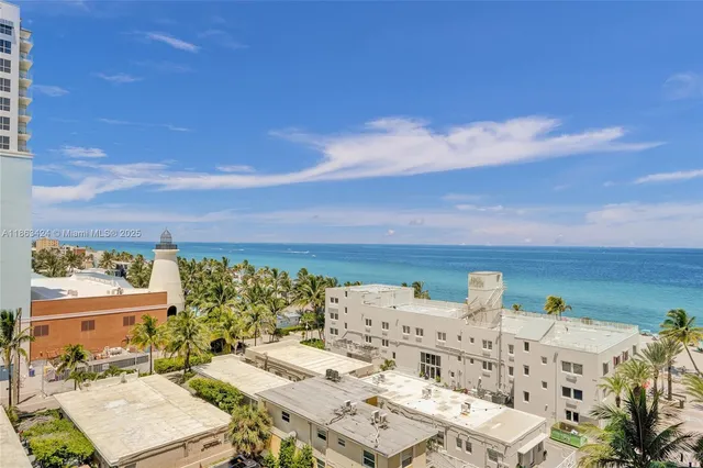 a view of a swimming pool from a balcony