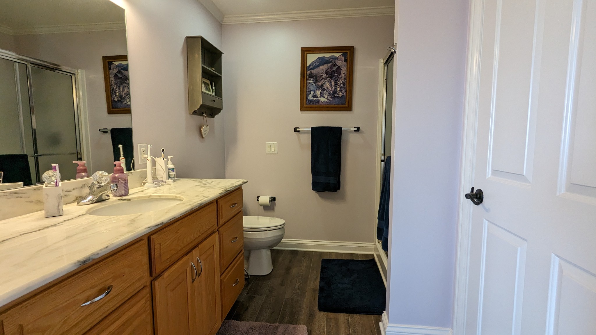 106 Mitchell Road Portland, TN 37148 - Photo 49 of 61 a bathroom with a granite countertop sink toilet and shower