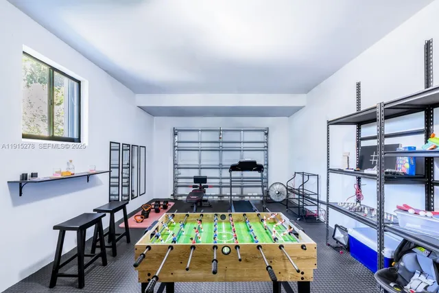 a view of a garden with a slide