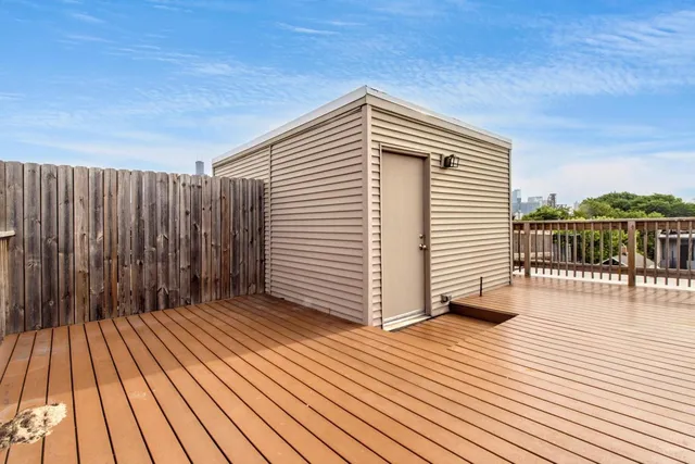 a view of a wooden deck