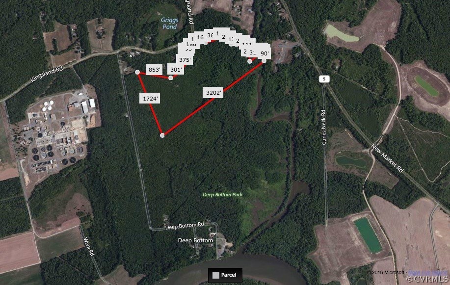 Shows proximity to Deep Bottom Park and the James
