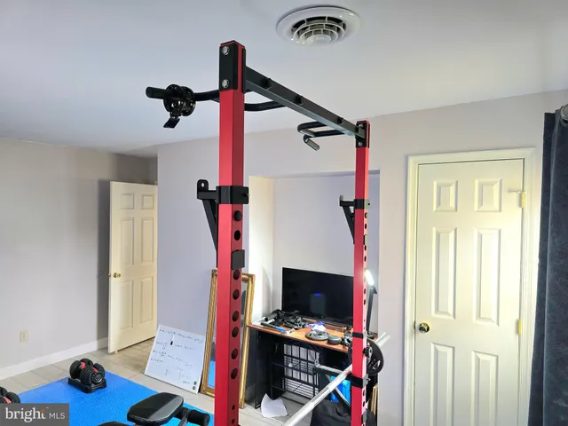 a view of a room with gym equipment