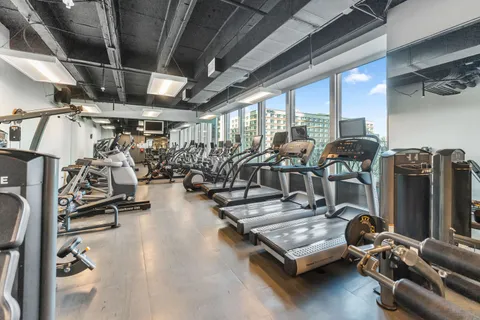 a view of a room with gym equipment