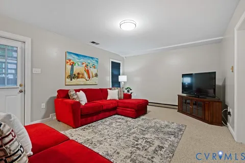 a view of a room with racks on the wall