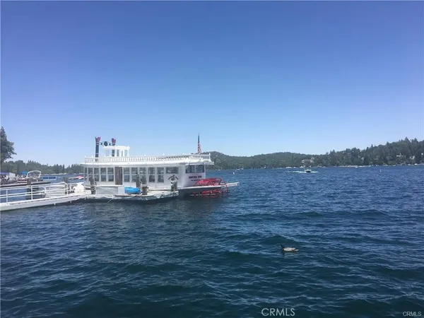 a view of a lake with a mountain in the background