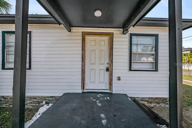 a view of a door of the house