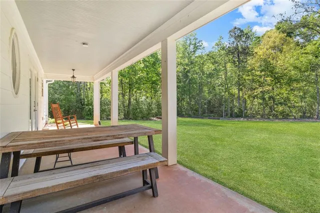 a view of outdoor seating space