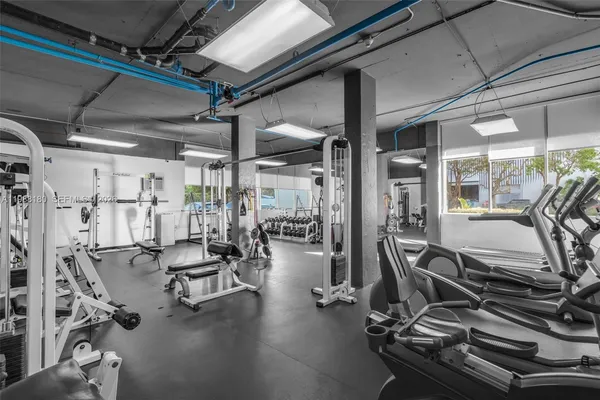 a view of a room with gym equipment