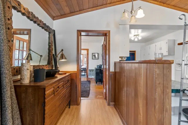 an aerial view of residential house and green space