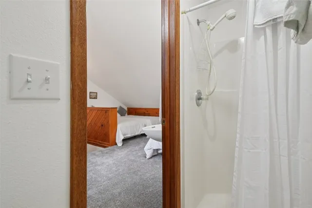 a view of a balcony with a potted plant
