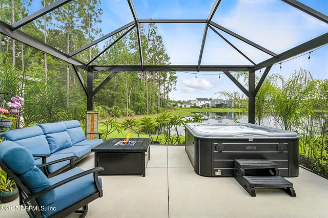 a view of outdoor seating space