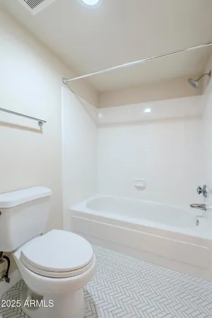 a bathroom with a toilet and a bathtub