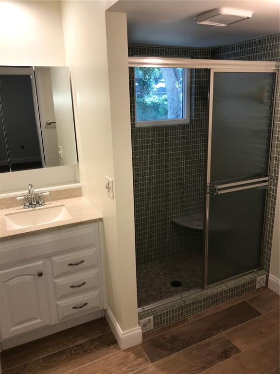 7806 17th Avenue Northwest Bradenton, FL 34209 - Photo 18 of 33 a bathroom with a shower sink and mirror