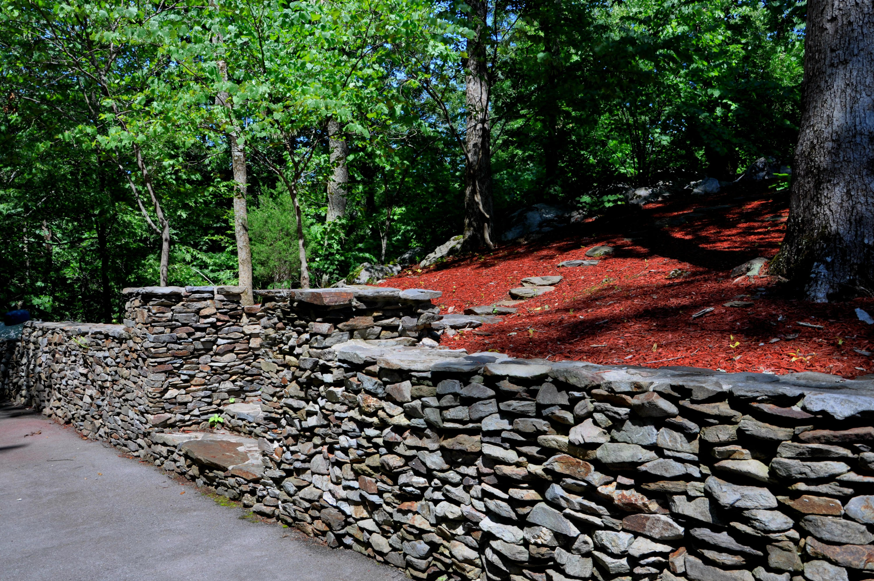 Stacked Stone Lined Driveway