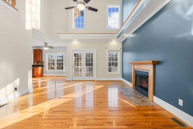 a view of an entryway with a fireplace