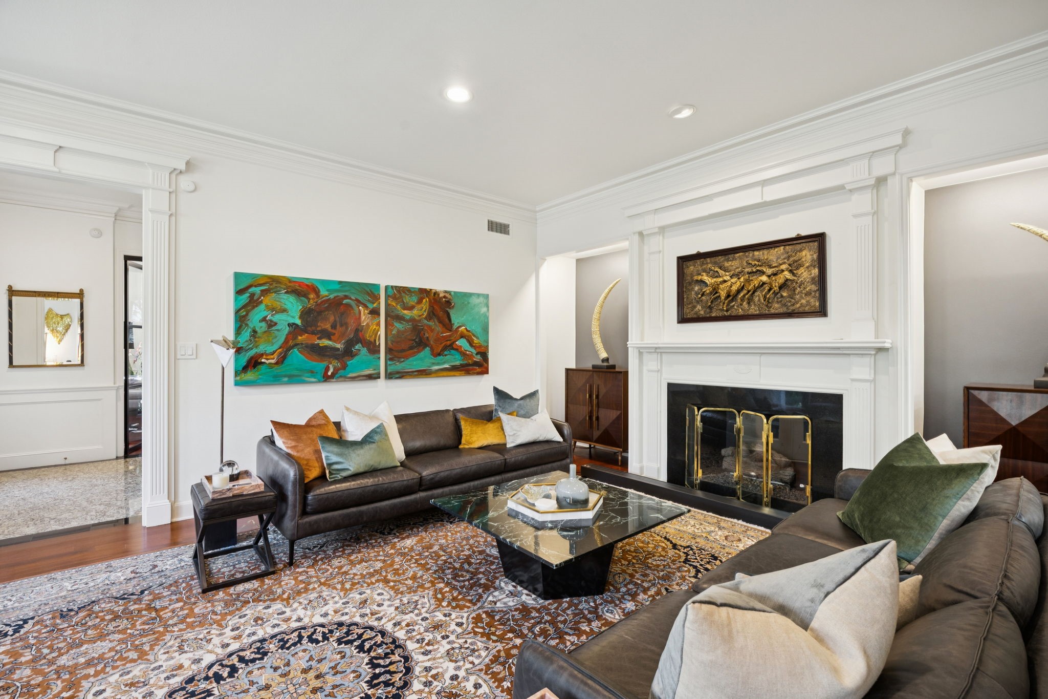 4964 Post Oak Timber Drive Houston, TX 77056 - Photo 13 of 48 a living room with furniture and a fireplace