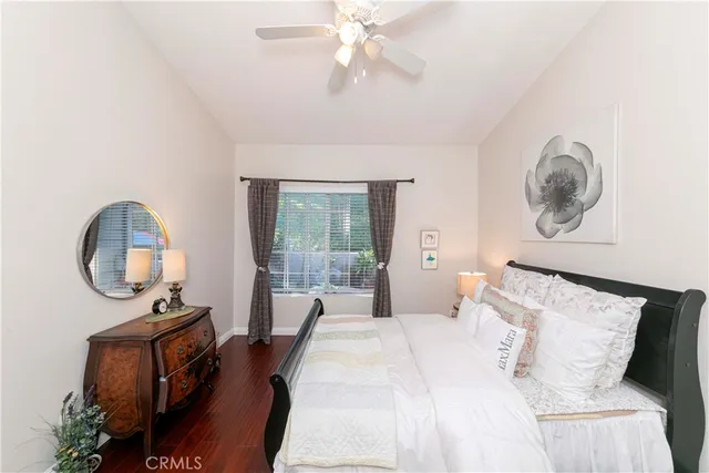 a bedroom with a bed and furniture