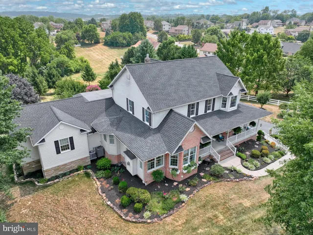 an aerial view of a house