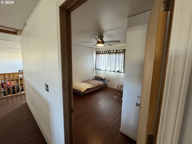 a view of a yard with snow on the road