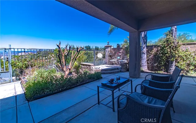 a outdoor view with a sitting space