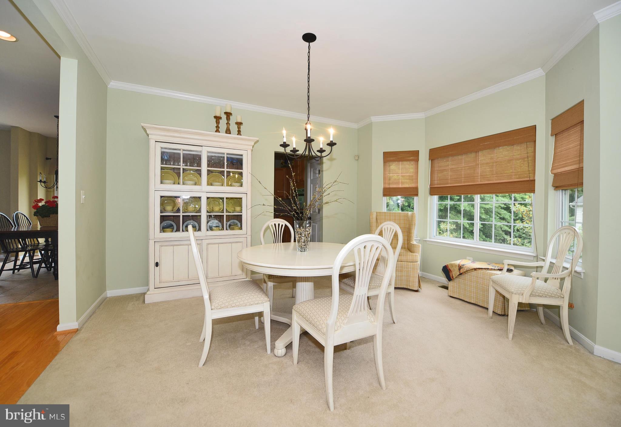 The bay window allows for plenty of natural light.