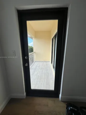 a view of a wooden door