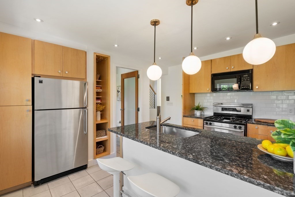 201 West Springfield Street, Unit 3 Boston, MA 02118 - Photo 7 of 21 a kitchen with stainless steel appliances granite countertop a stove a refrigerator a oven a sink a dining table and chairs