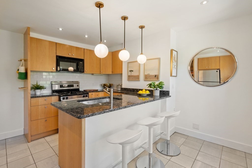 201 West Springfield Street, Unit 3 Boston, MA 02118 - Photo 8 of 21 a kitchen with stainless steel appliances granite countertop a sink a stove and a wooden floors