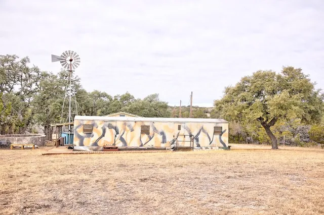 a view of a yard with a tree