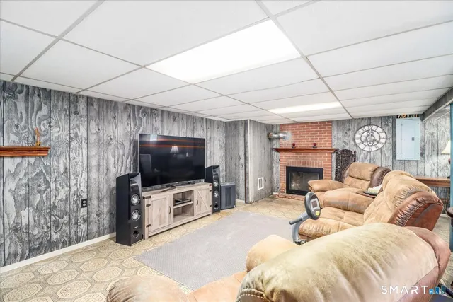 a outdoor space with a table and chairs