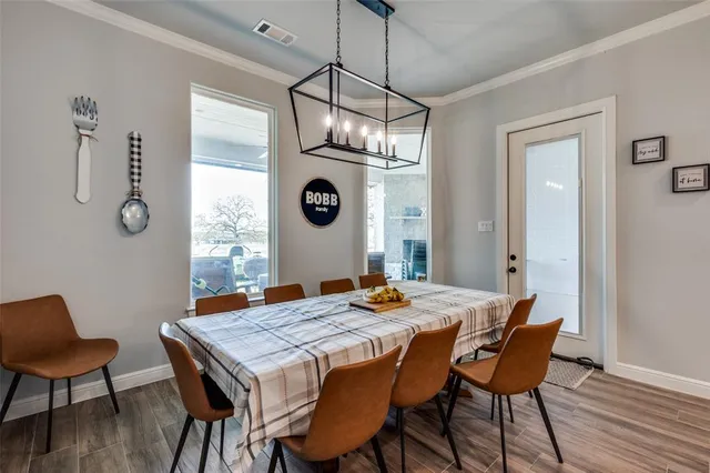 a table and chairs in a room