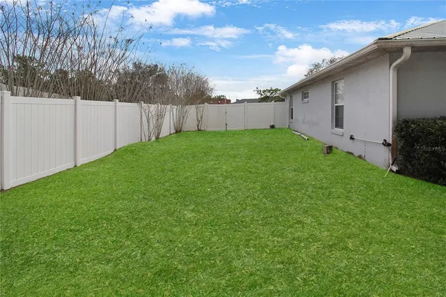 a view of a backyard with plants and a garden