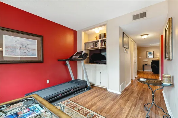 a view of a room with gym equipment
