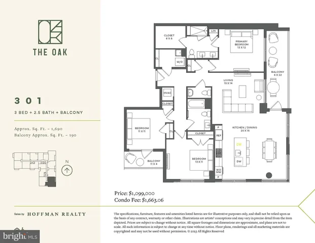 $1,099,000 | 255 West Falls Station Boulevard, Unit 301, Falls Church, VA 22043