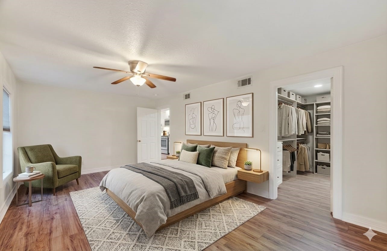 4520 Sharon Street Houston, TX 77020 - Photo 6 of 15 Oversized primary bedroom privately located away from the rest of the home for maximum comfort and privacy.