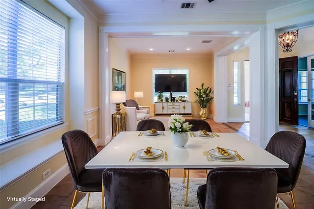 a work place with table and chairs