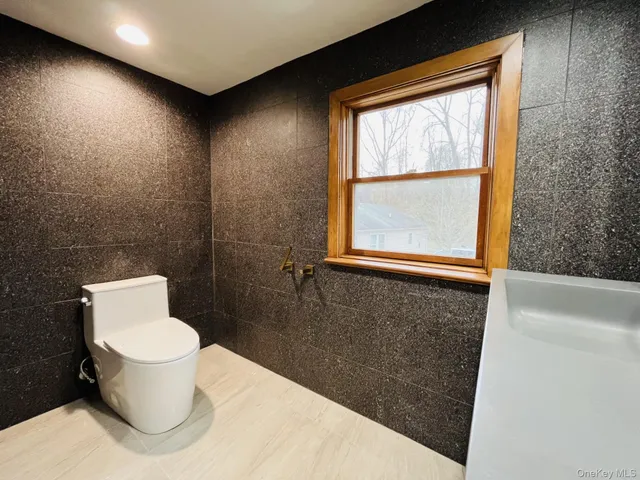 a bathroom with a toilet and a tub