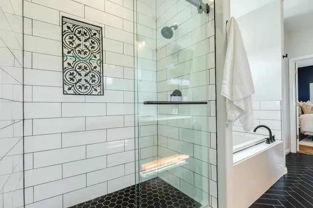 a bathroom with a shower