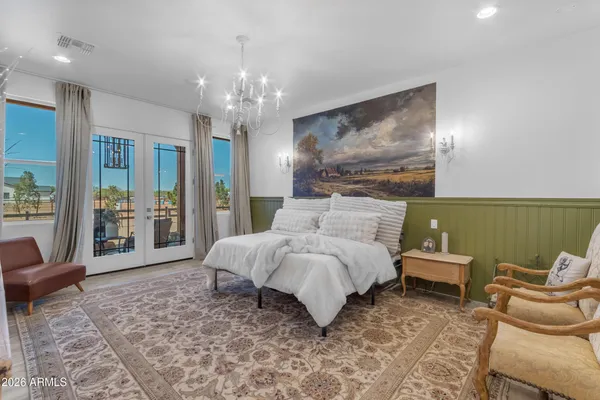 a view of a lake with a terrace